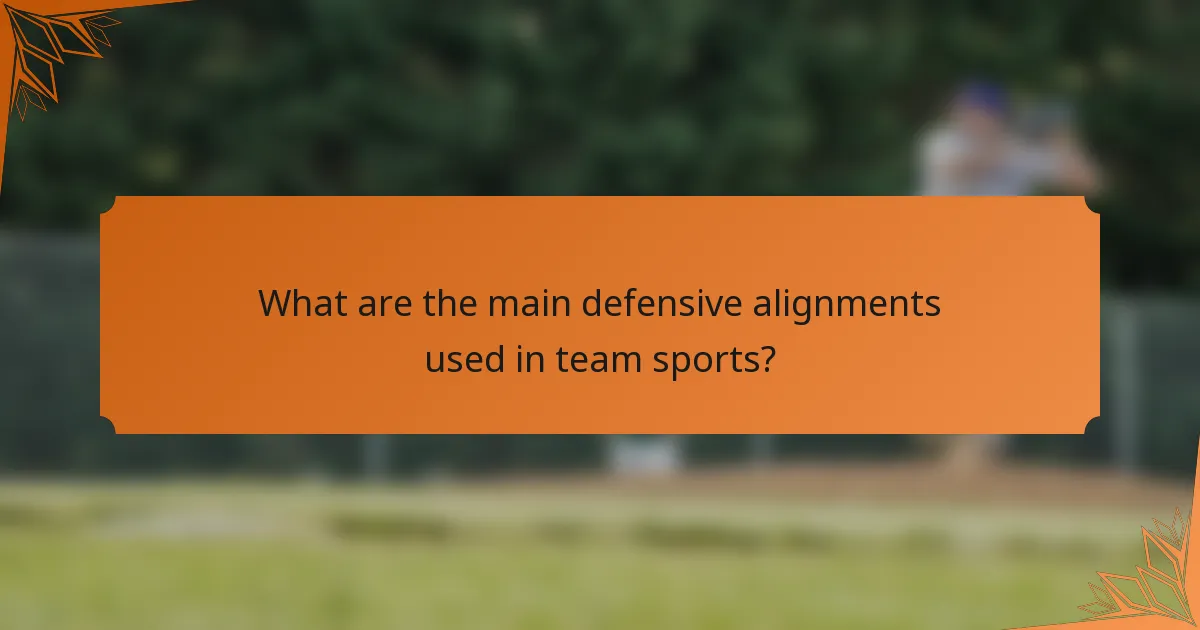 What are the main defensive alignments used in team sports?